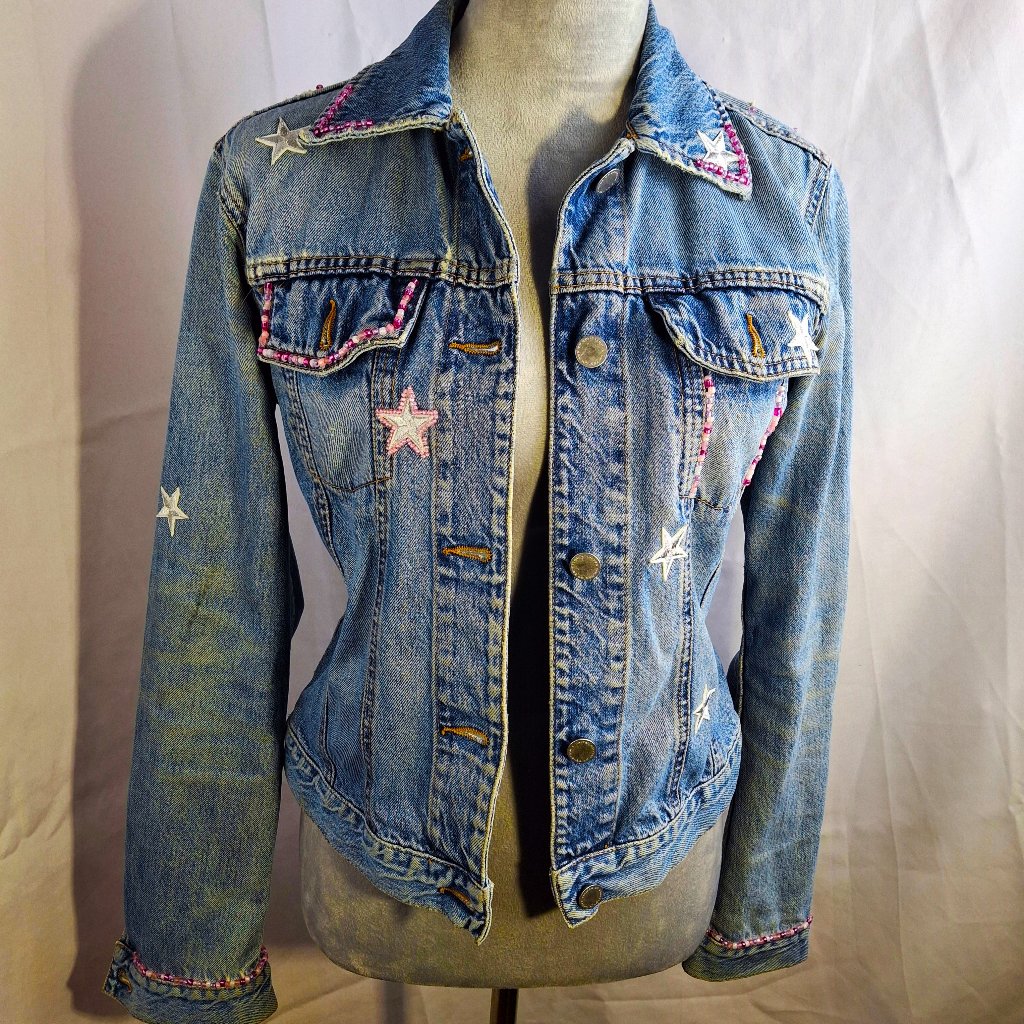 HandStitched Embellished Denim Jacket Jean Jacket